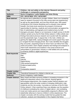 Title Children, risk and safety on the internet: Research and policy