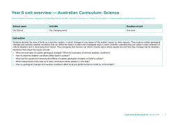 Year 6 unit overview * Australian Curriculum: Science