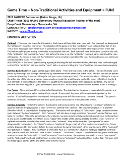 Game Time &ndash; Non-Traditional Activities and Equipment = FUN!