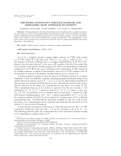 PIECEWISE CONTINUOUS TOEPLITZ MATRICES AND OPERATORS