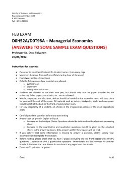 FEB EXAM D0H52A/D0T96A &ndash; Managerial Economics (ANSWERS