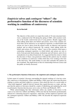 Empiricist selves and contingent &ldquo;others&rdquo;: the performative function