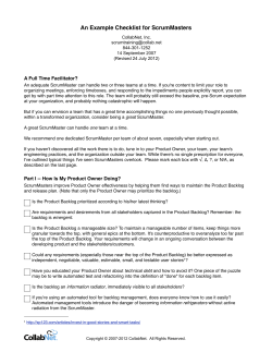 An Example Checklist for ScrumMasters
