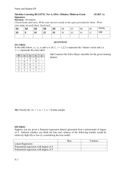 Name and Student ID: Machine Learning BLG527E, Nov 6, 2014