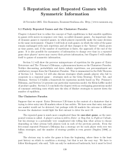 5 Reputation and Repeated Games with Symmetric