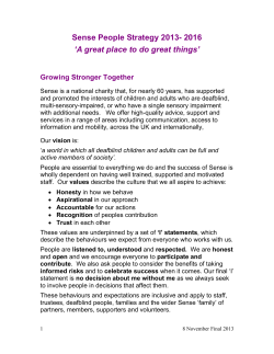 Sense People Strategy 2013- 2016 `A great