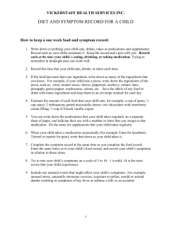 A food and symptom record