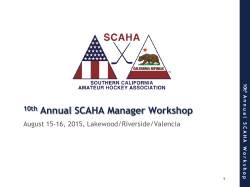 SCAHA Managers Workshop