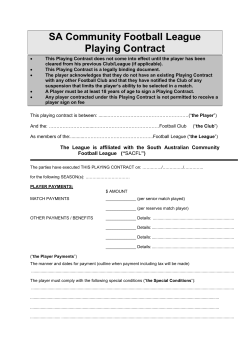 SA Community Football League Playing Contract