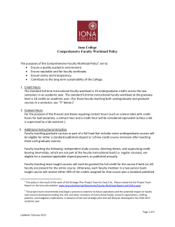 Iona College Comprehensive Faculty Workload Policy