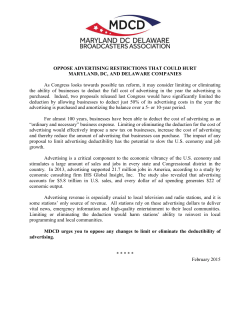 OPPOSE ADVERTISING RESTRICTIONS THAT COULD HURT