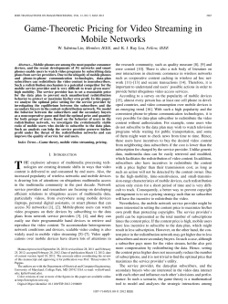 Game-Theoretic Pricing for Video Streaming in Mobile