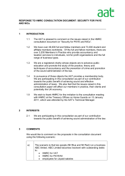 AAT response to HMRC consultation document: Security for PAYE