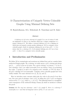 A Characterization of Uniquely Vertex Colorable Graphs Using