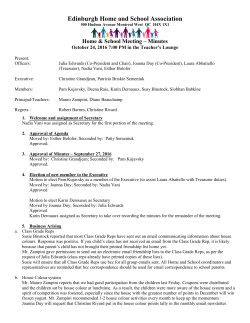 Minutes for October 24, 2016 Meeting
