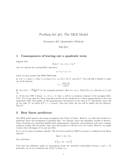 Problem Set #5: The MLR Model