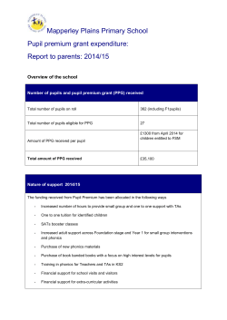 Pupil premium grant expenditure - Mapperley Plains Primary School
