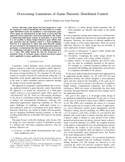 Overcoming Limitations of Game-Theoretic Distributed Control