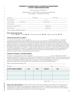 15 *Please Note: No refunds will be given once classes are in