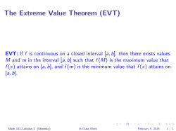 The Extreme Value Theorem (EVT)