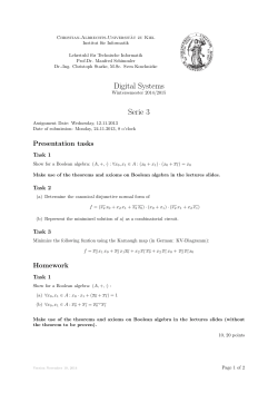 Digital Systems Serie 3 - Arbeitsgruppe Technische Informatik