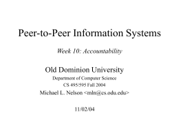 Peer-to-Peer Information Systems Week 6