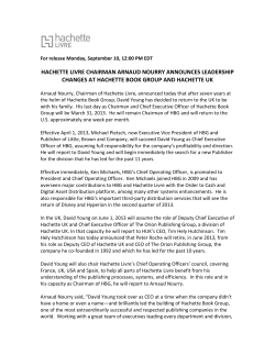 Hachette Livre Chairman Arnaud Nourry Announces Leadership