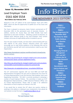 Lead Employer Info Brief - Issue 12