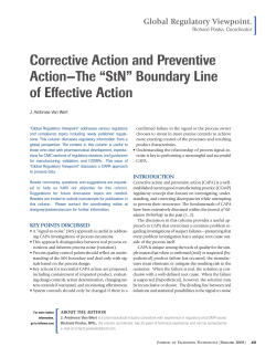 Corrective Action and Preventive Action&mdash;The &ldquo;StN&rdquo; Boundary Line