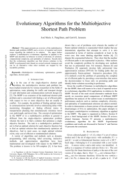 Evolutionary Algorithms for the Multiobjective Shortest Path Problem