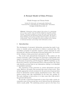 A Formal Model of Data Privacy
