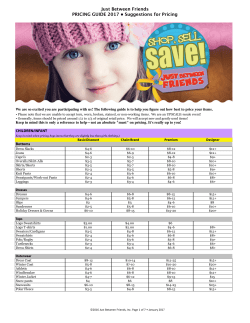 Just Between Friends PRICING GUIDE 2017 &bull; Suggestions for Pricing