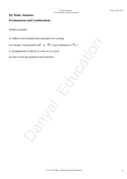 H2 Math: Statistics Permutations and Combinations