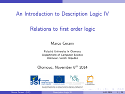 An Introduction to Description Logic IV Relations to first order logic