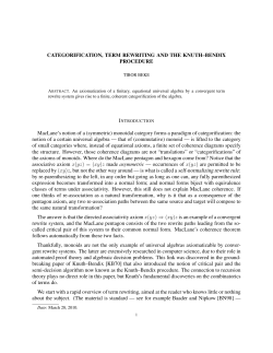 CATEGORIFICATION, TERM REWRITING AND THE KNUTH