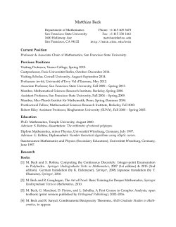 Matthias Beck - SFSU Mathematics Department