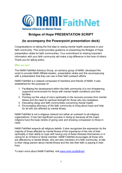 Bridges of Hope PRESENTATION SCRIPT