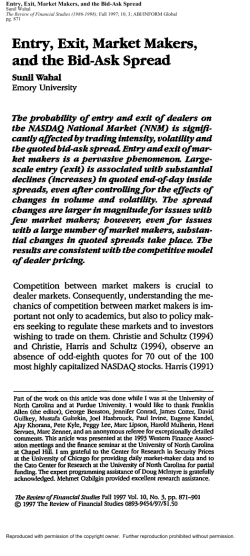 Entry, Exit, Market Makers, and the Bid-Ask Spread