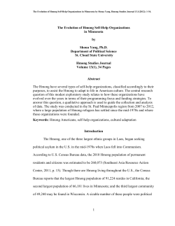 1 The Evolution of Hmong Self-Help Organizations in Minnesota by