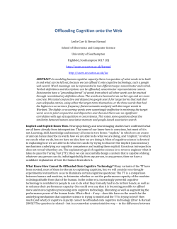 Dror, I. and Harnad, S. (2009) Offloading Cognition onto Cognitive