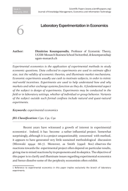 Laboratory Experimentation in Economics