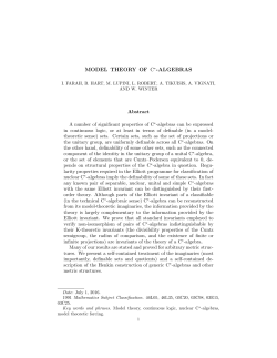 MODEL THEORY OF C&lowast;