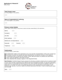 Entry Form - Market Research Society