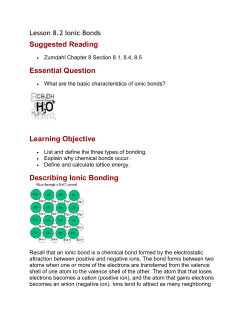 Energy Involved in Ionic Bonding