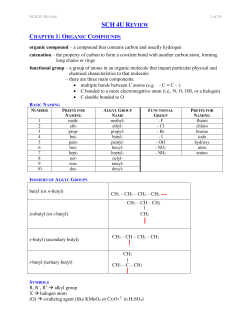 ORGANIC COMPOUNDS SUMMARY
