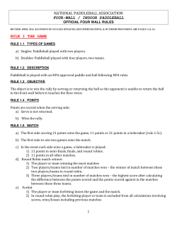 national paddleball association four-wall / indoor paddleball rule i