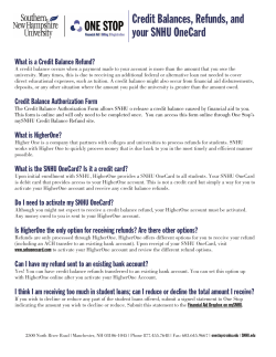 Credit Balances, Refunds, and your SNHU OneCard