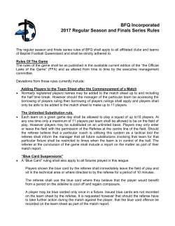 BFQ Incorporated 2017 Regular Season and Finals Series Rules