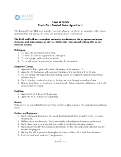 Town of Parker Coach Pitch Baseball Rules