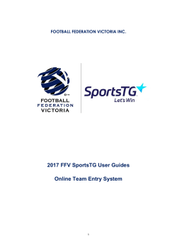 2017 FFV SportsTG User Guides Online Team Entry System
